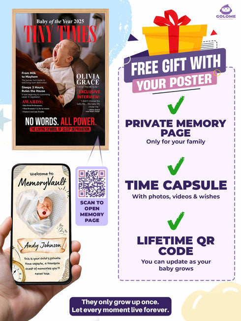 Tiny Times Baby Poster or Canvas – Custom Photo & Text – Funny Baby Magazine Cover